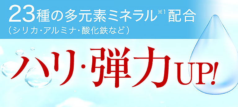 23種の多元素ミネラル※1配合（シリカ・アルミナ・酸化鉄など） ハリ・弾力UP！